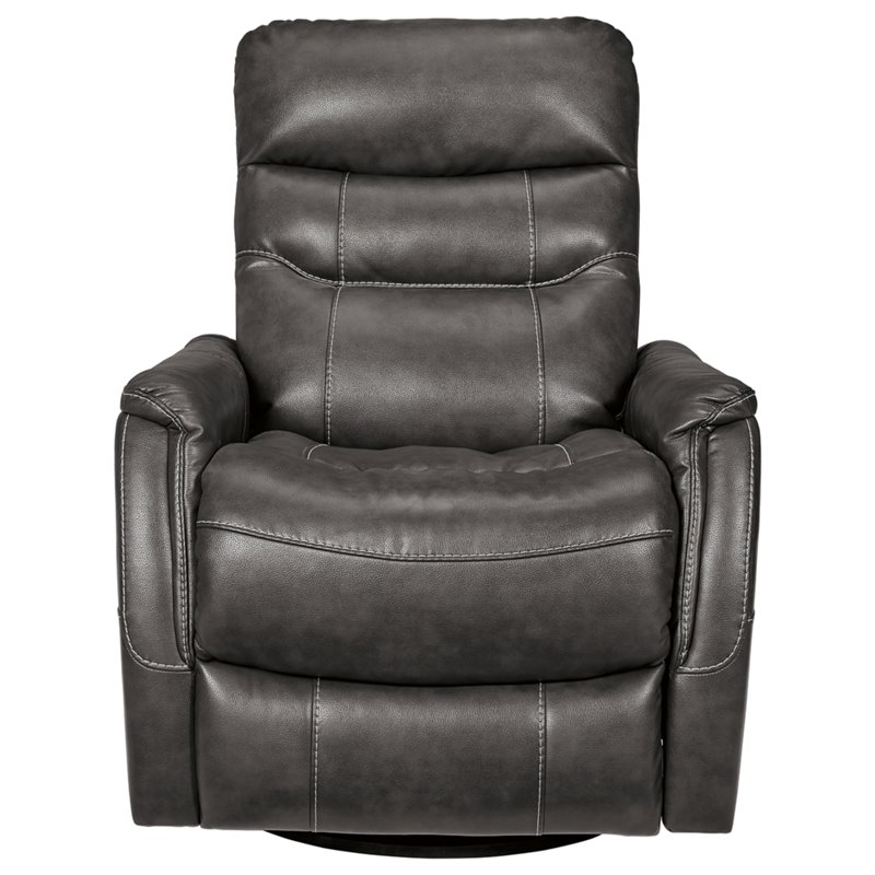 Bowery Hill Contemporary Swivel Glider Recliner in Quarry Finish