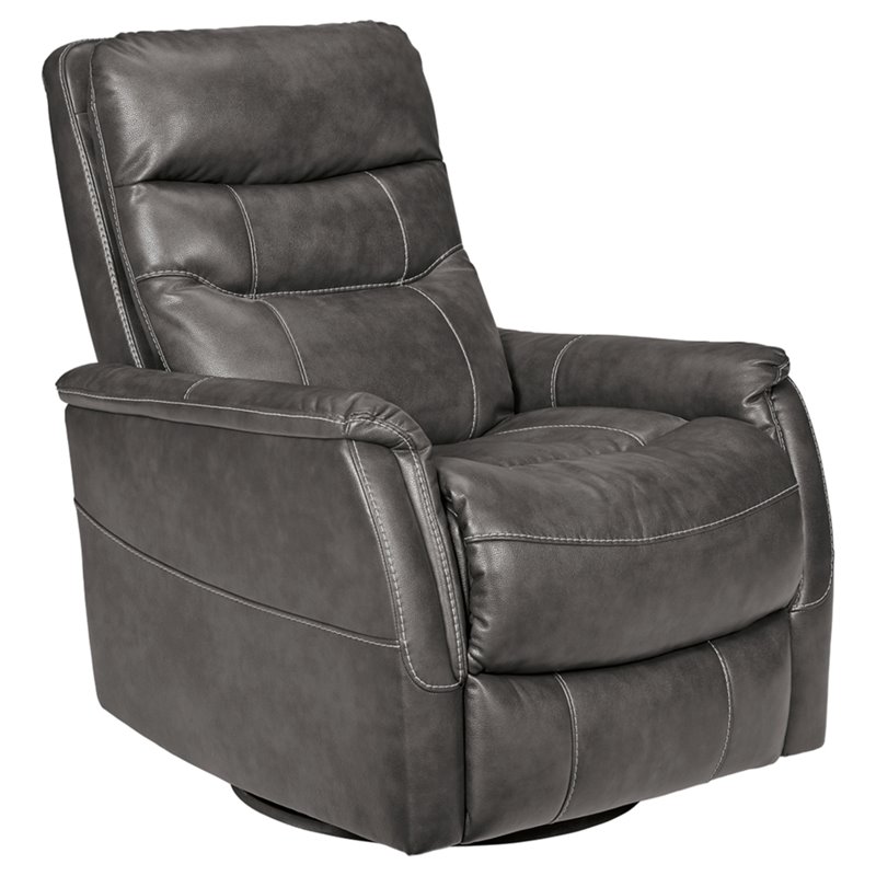Bowery Hill Contemporary Swivel Glider Recliner in Quarry Finish
