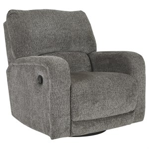 bowery hill contemporary swivel glider recliner in slate finish