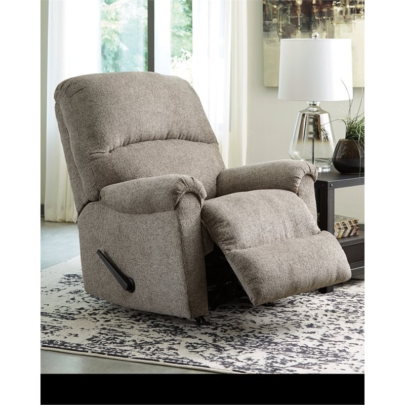 Bowery Hill Contemporary Upholstered Recliner in Platinum Finish