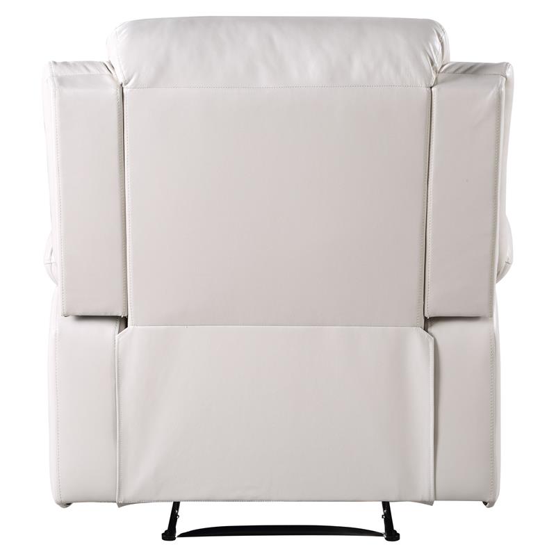 Bowery Hill Faux Leather Power Recliner with Pillow Top Armrest in Beige