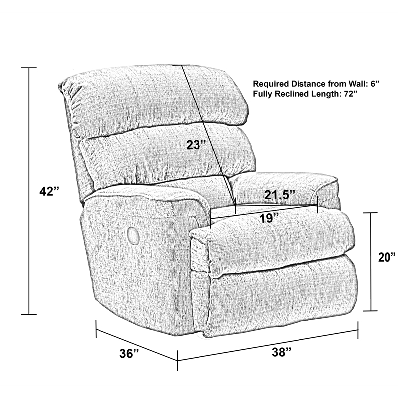Bowery Hill Power Wall Hugger Recliner in Gray Polyester Fabric