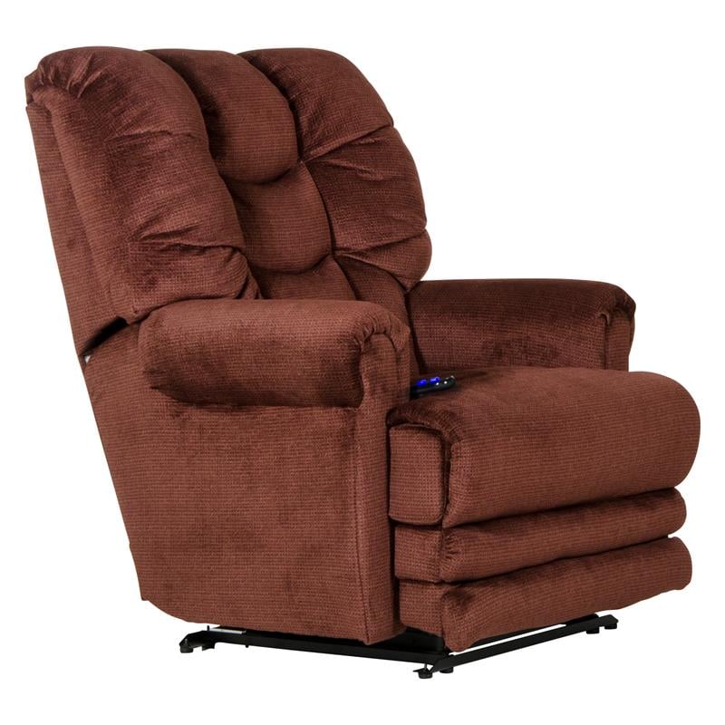 Bowery Hill Flat Recliner with Extended Ottoman in Red Polyester Fabric