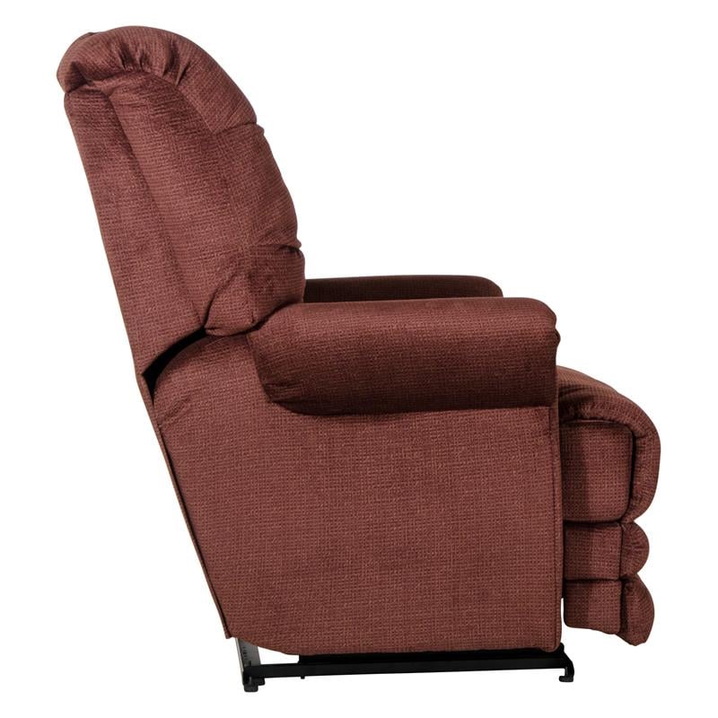 Bowery Hill Flat Recliner with Extended Ottoman in Red Polyester Fabric