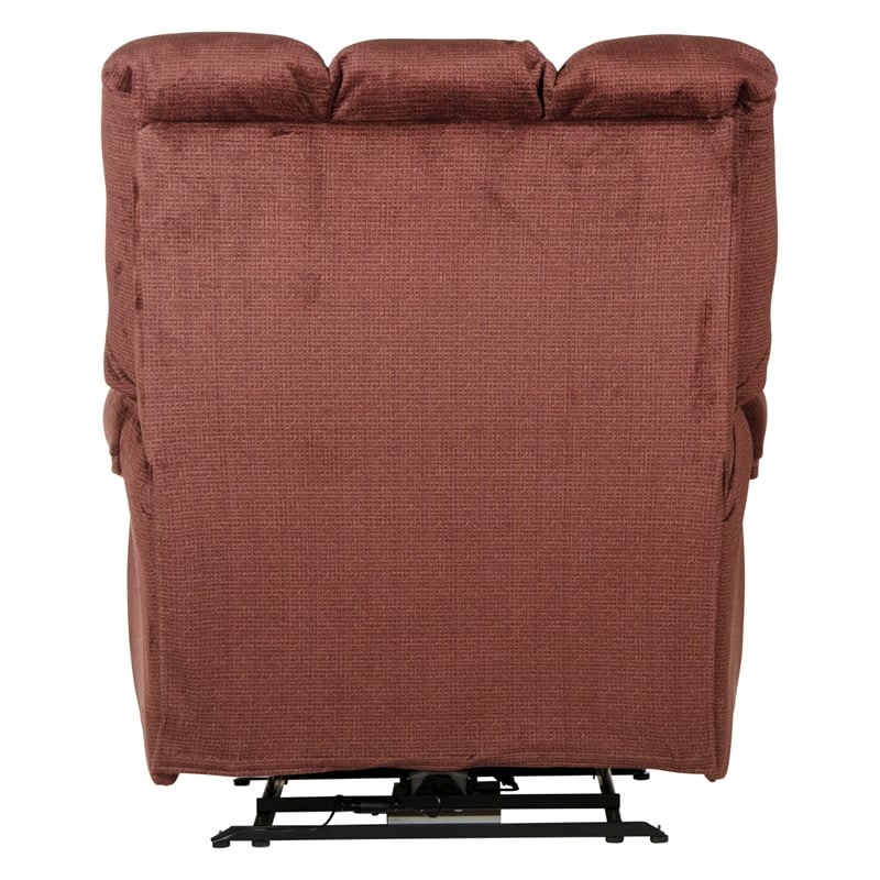 Bowery Hill Flat Recliner with Extended Ottoman in Red Polyester Fabric