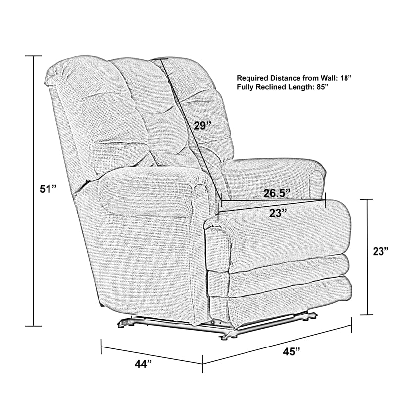 Bowery Hill Flat Recliner with Extended Ottoman in Red Polyester Fabric