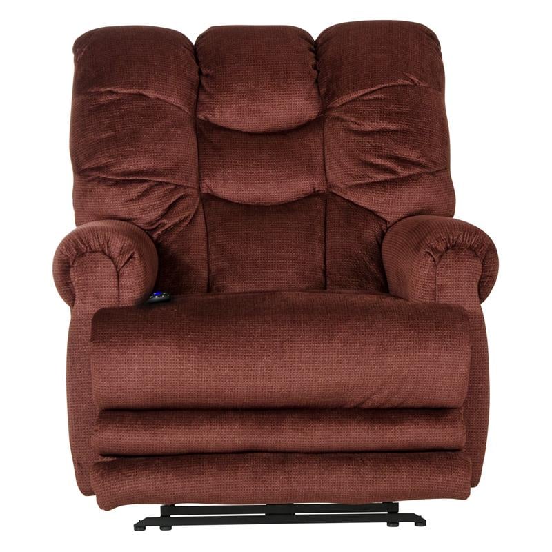 Bowery Hill Flat Recliner with Extended Ottoman in Red Polyester Fabric