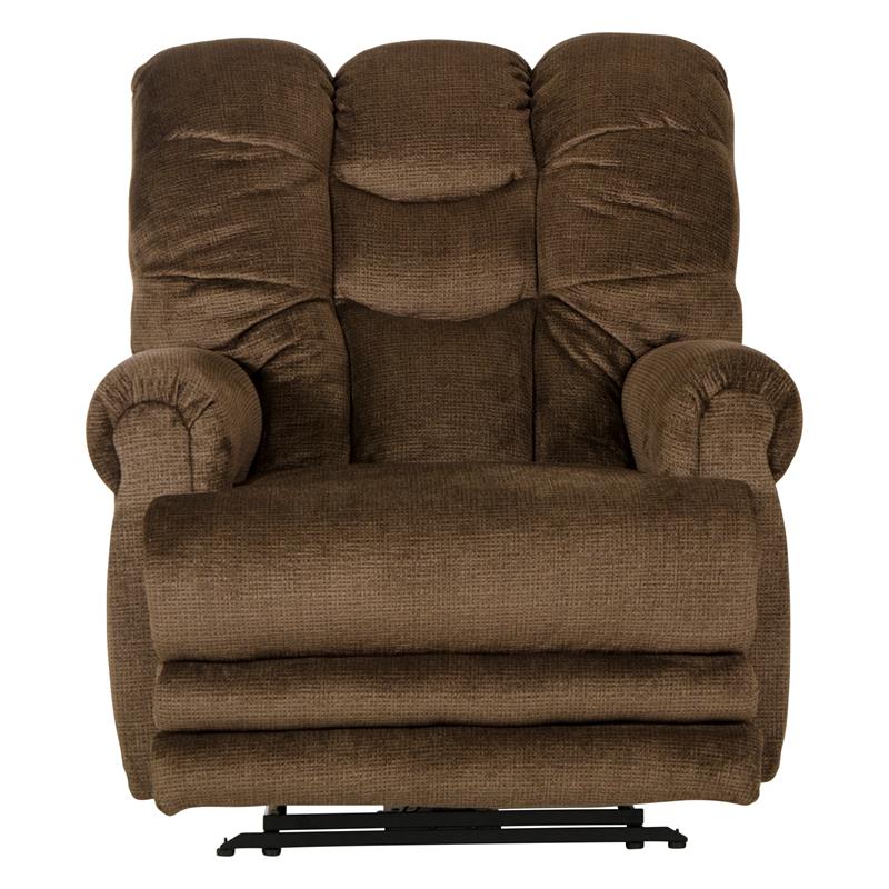 Bowery Hill Flat Recliner with Extended Ottoman in Brown Polyester Fabric