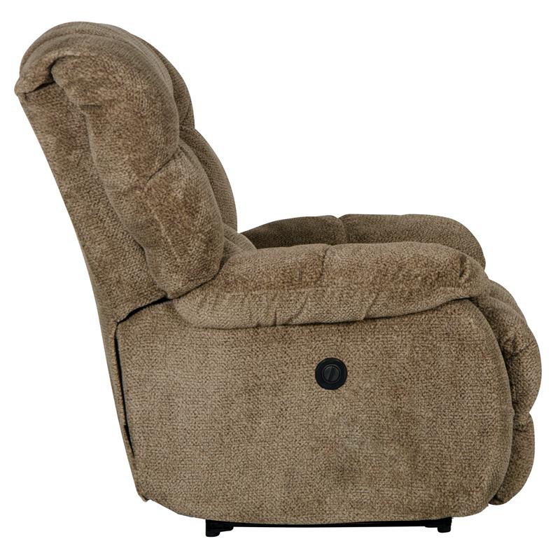 Bowery Hill Polyester Fabric Flat Recliner in Chateau Brown Finish