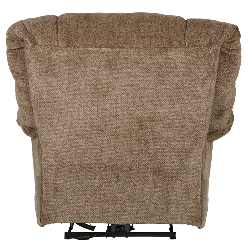 Bowery Hill Polyester Fabric Flat Recliner in Chateau Brown Finish