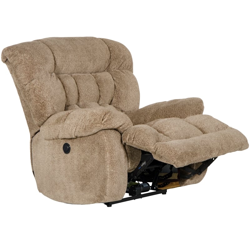 Bowery Hill Polyester Fabric Flat Recliner in Chateau Brown Finish