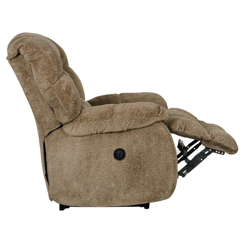 Bowery Hill Polyester Fabric Flat Recliner in Chateau Brown Finish