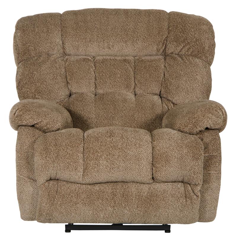 Bowery Hill Polyester Fabric Flat Recliner in Chateau Brown Finish