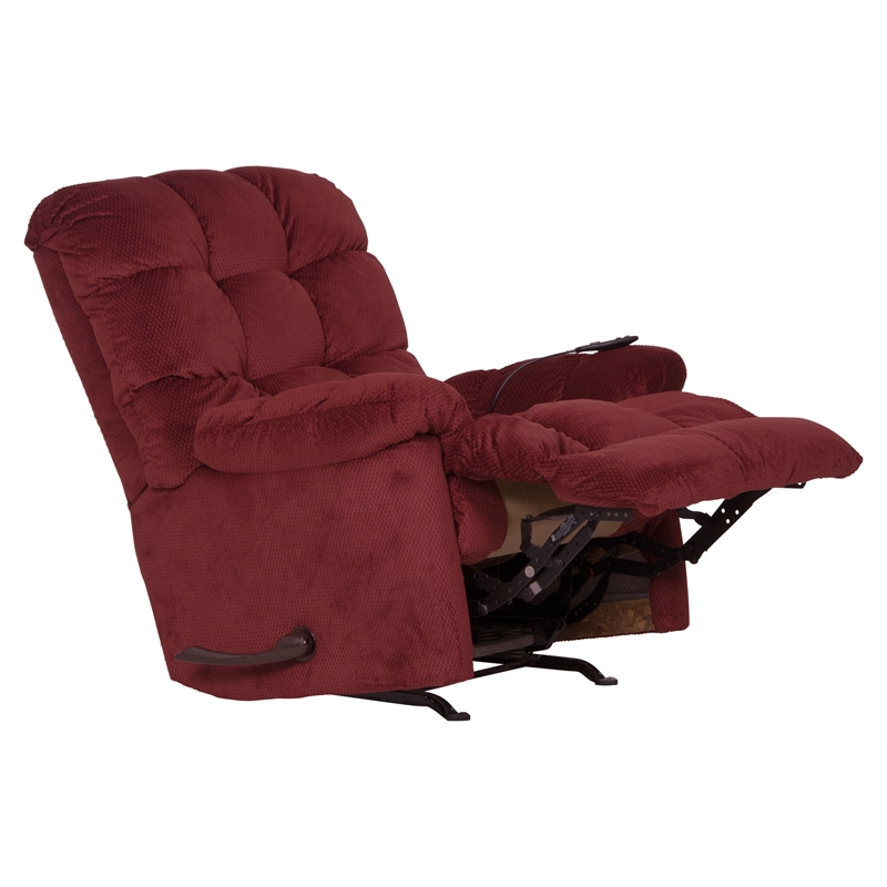 Bowery Hill Recliner with Deluxe Heat & Massage in Red Polyester Fabric