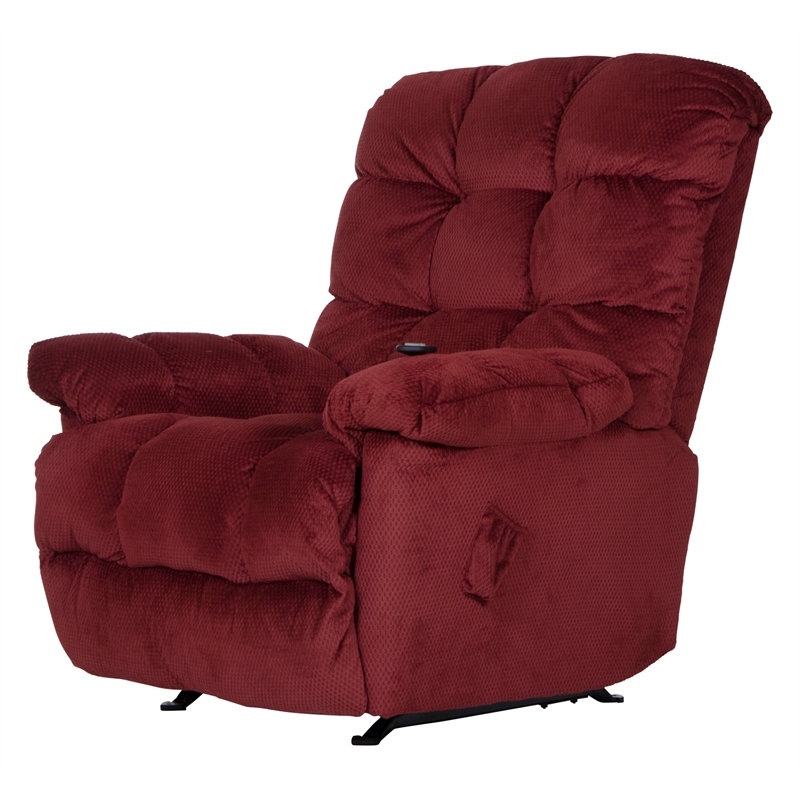 Bowery Hill Recliner with Deluxe Heat & Massage in Red Polyester Fabric