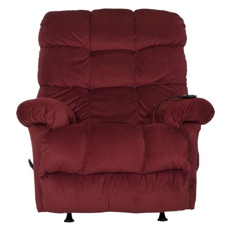 Bowery Hill Recliner with Deluxe Heat & Massage in Red Polyester Fabric