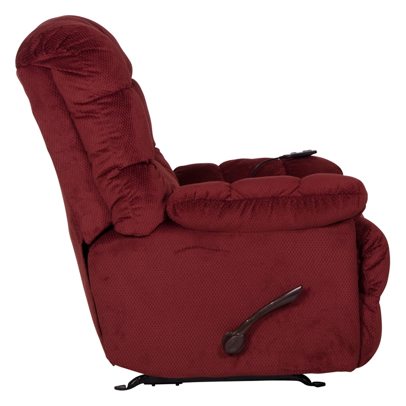 Bowery Hill Recliner with Deluxe Heat & Massage in Red Polyester Fabric