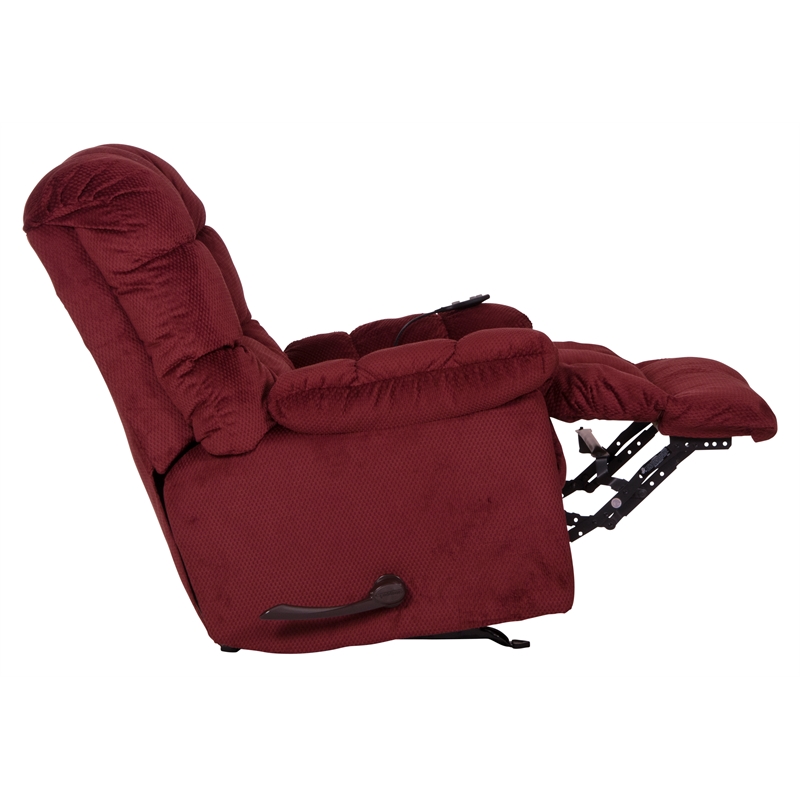 Bowery Hill Recliner with Deluxe Heat & Massage in Red Polyester Fabric