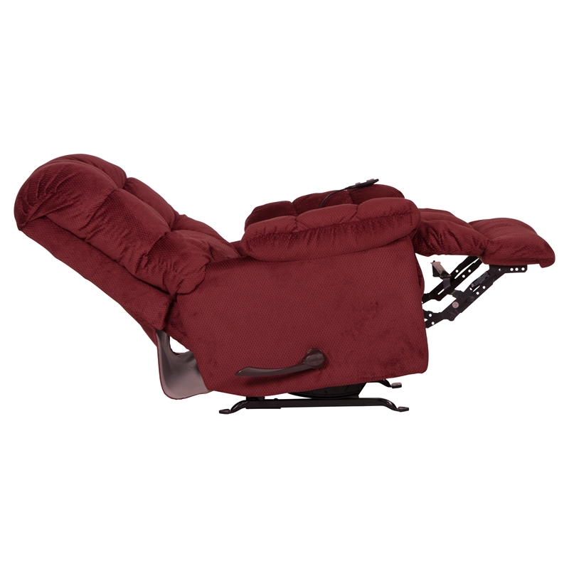 Bowery Hill Recliner with Deluxe Heat & Massage in Red Polyester Fabric