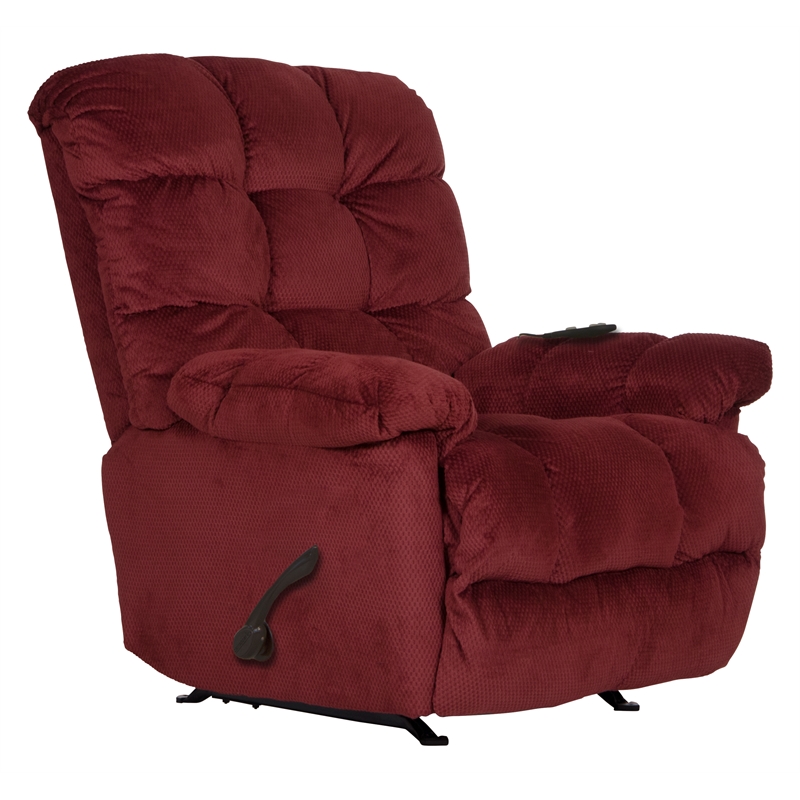 Bowery Hill Recliner with Deluxe Heat & Massage in Red Polyester Fabric