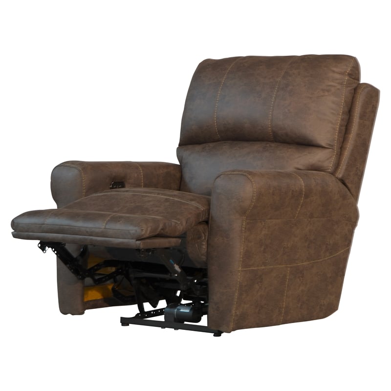 Bowery Hill Power Wall Hugger Recliner in Brown Polyester Fabric