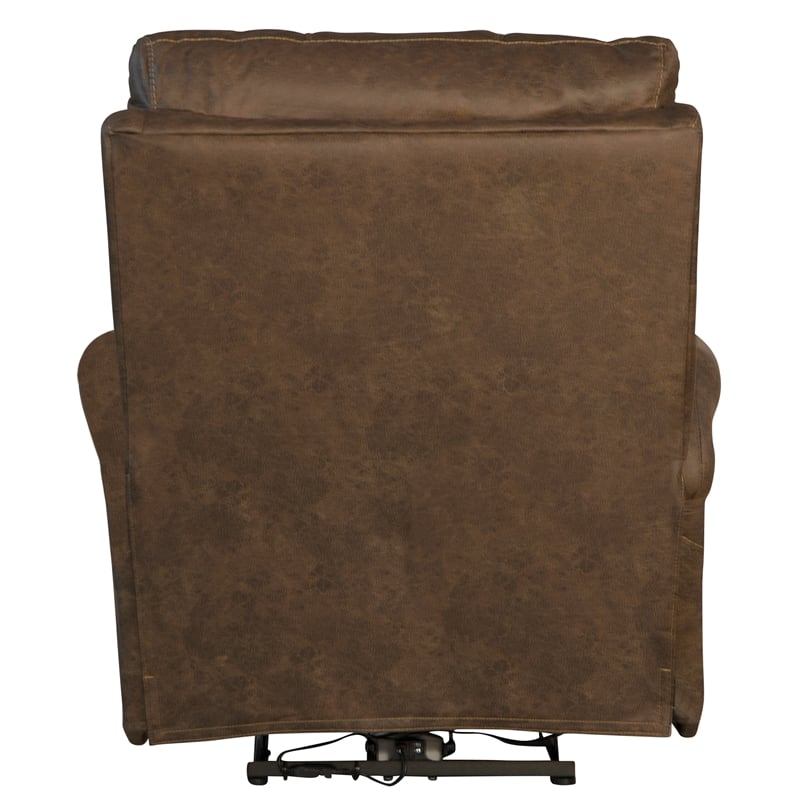 Bowery Hill Power Wall Hugger Recliner in Brown Polyester Fabric