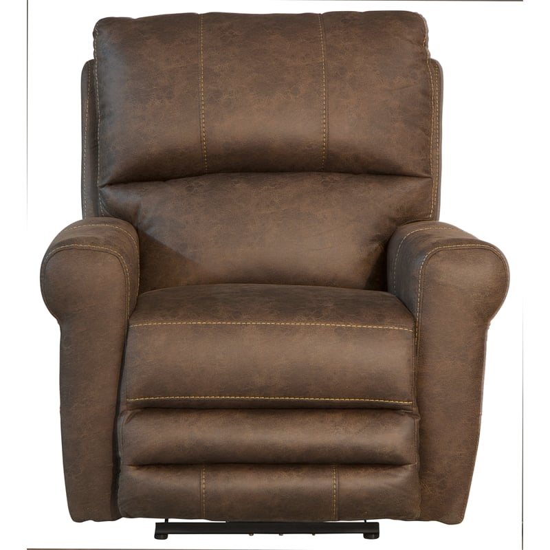 Bowery Hill Power Wall Hugger Recliner in Brown Polyester Fabric