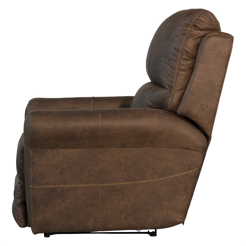 Bowery Hill Power Wall Hugger Recliner in Brown Polyester Fabric