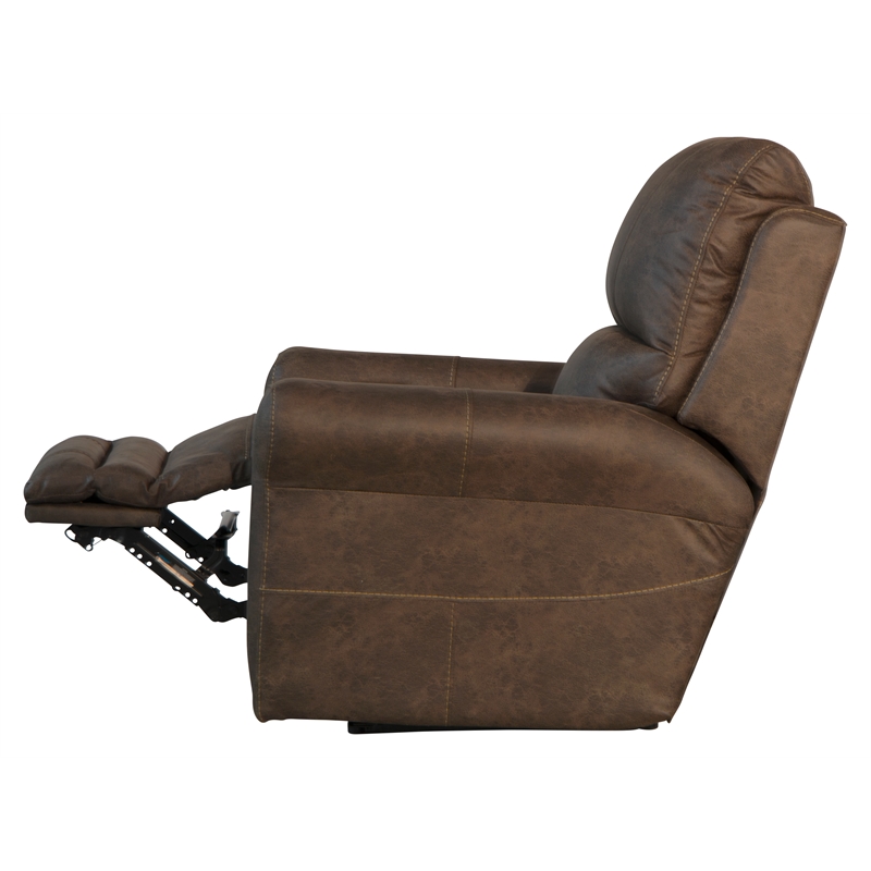 Bowery Hill Power Wall Hugger Recliner in Brown Polyester Fabric