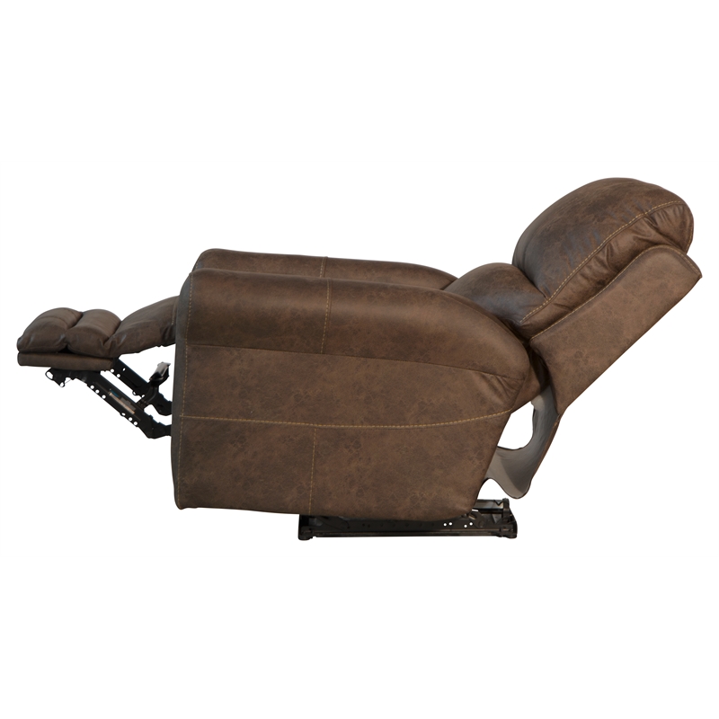 Bowery Hill Power Wall Hugger Recliner in Brown Polyester Fabric