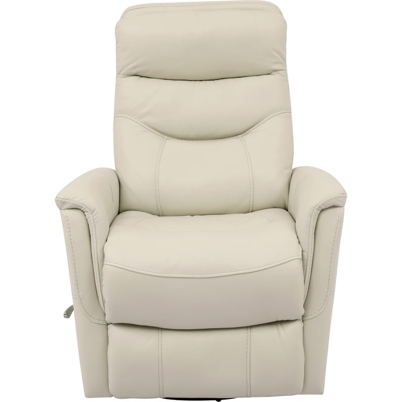 Bowery Hill Leather Manual Swivel Glider Recliner in Ivory Finish