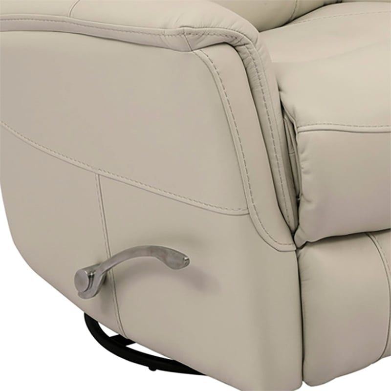 Bowery Hill Leather Manual Swivel Glider Recliner in Ivory Finish