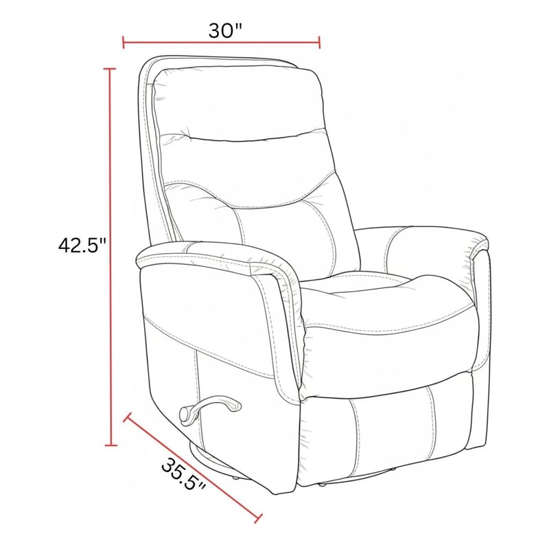 Bowery Hill Leather Manual Swivel Glider Recliner in Ivory Finish