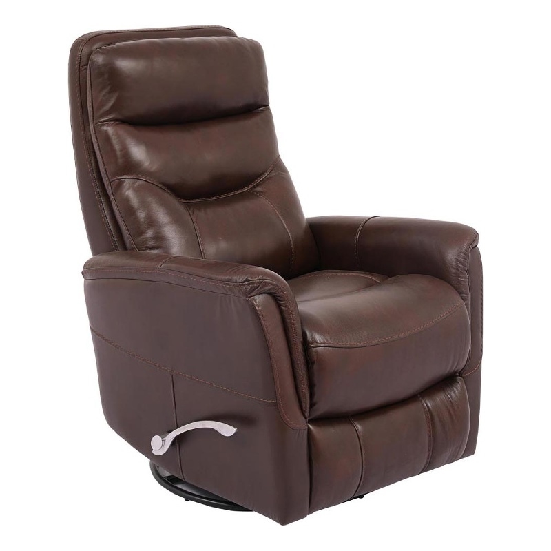 Bowery Hill Leather Manual Swivel Glider Recliner in Chocolate