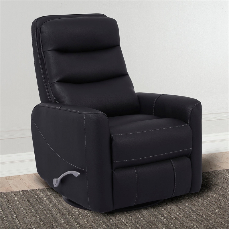 Bowery Hill Polyester/PU Manual Swivel Glider Recliner in Black