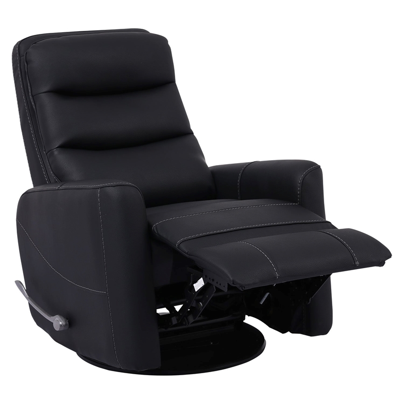 Bowery Hill Polyester/PU Manual Swivel Glider Recliner in Black