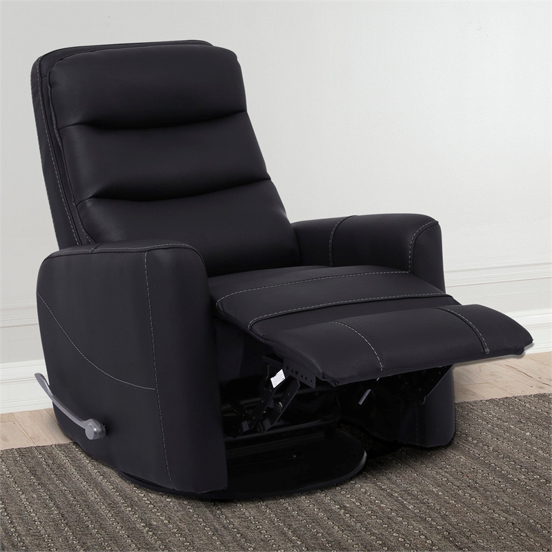 Bowery Hill Polyester/PU Manual Swivel Glider Recliner in Black