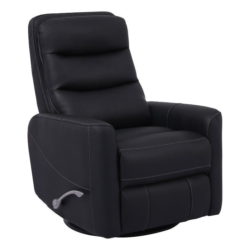 Bowery Hill Polyester/PU Manual Swivel Glider Recliner in Black