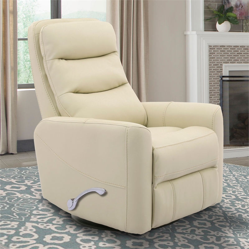 Bowery Hill Polyester/PU Manual Swivel Glider Recliner in Oyster