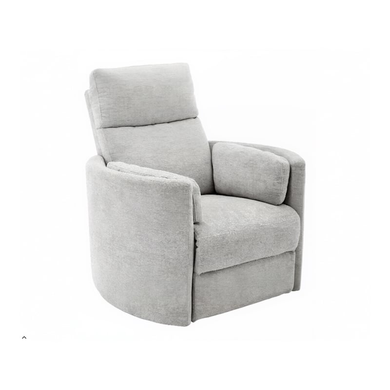 Bowery Hill Polyester Power Swivel Glider Recliner in Mineral White