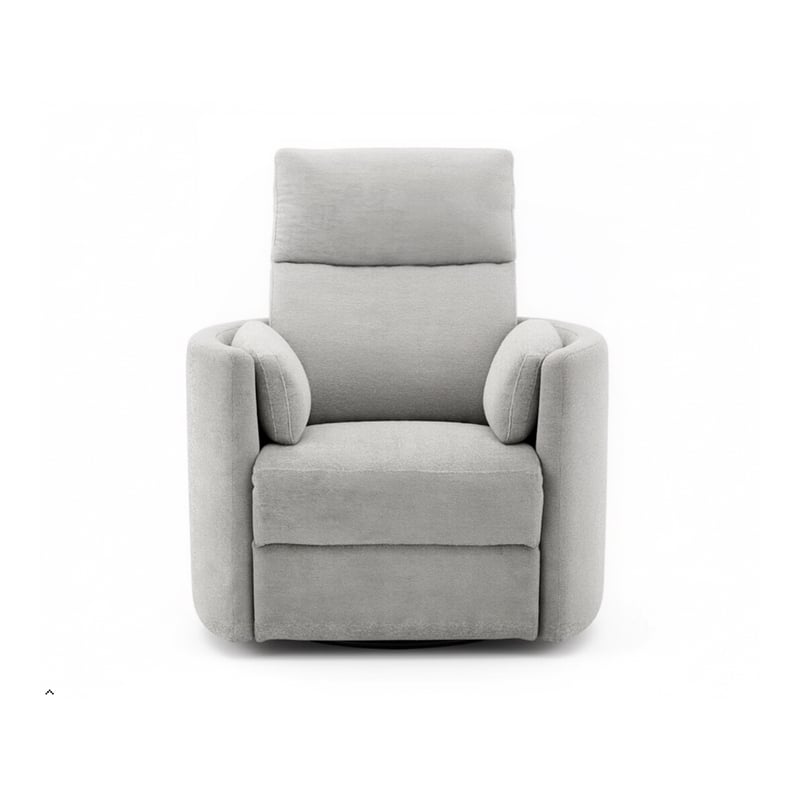 Bowery Hill Polyester Power Swivel Glider Recliner in Mineral White