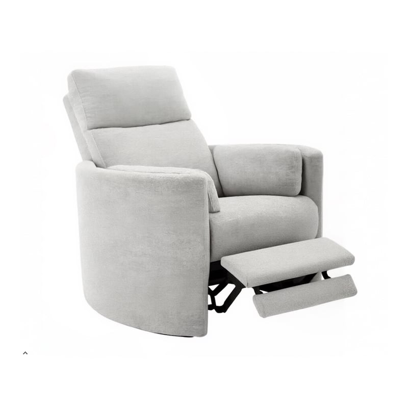 Bowery Hill Polyester Power Swivel Glider Recliner in Mineral White