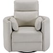 Bowery Hill Leather Power Cordless Swivel Glider Recliner in Ivory