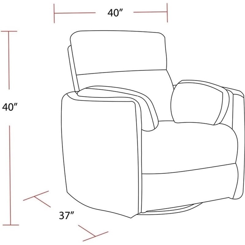 Bowery Hill Leather Power Cordless Swivel Glider Recliner in Ivory