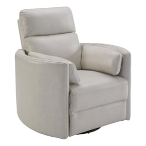 bowery hill leather power cordless swivel glider recliner in ivory