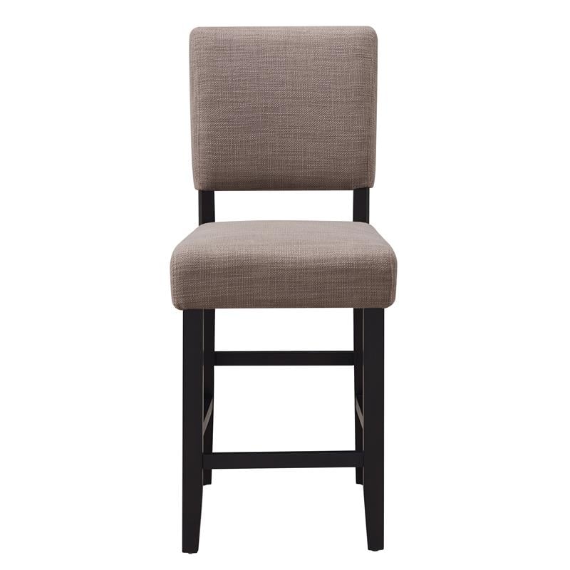 Bowery Hill Modern Wood Upholstered Back Counter Stool Set in Black and Gray