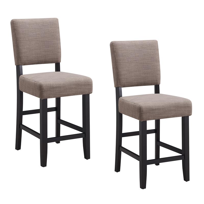 Bowery Hill Modern Wood Upholstered Back Counter Stool Set in Black and Gray