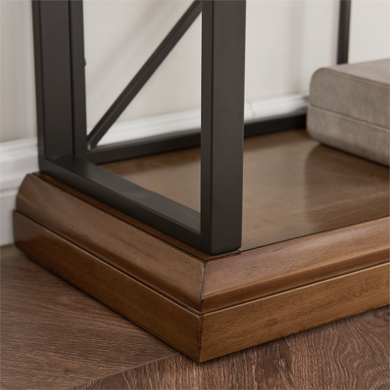 Bowery Hill Modern Mixed Metal and Wood Bookshelf in Willow/Gunmetal Espresso