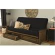 Bowery Hill Queen-size Wood Storage Futon-Suede Black Mattress