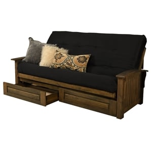 Bowery Hill Queen-size Wood Storage Futon-Suede Black Mattress